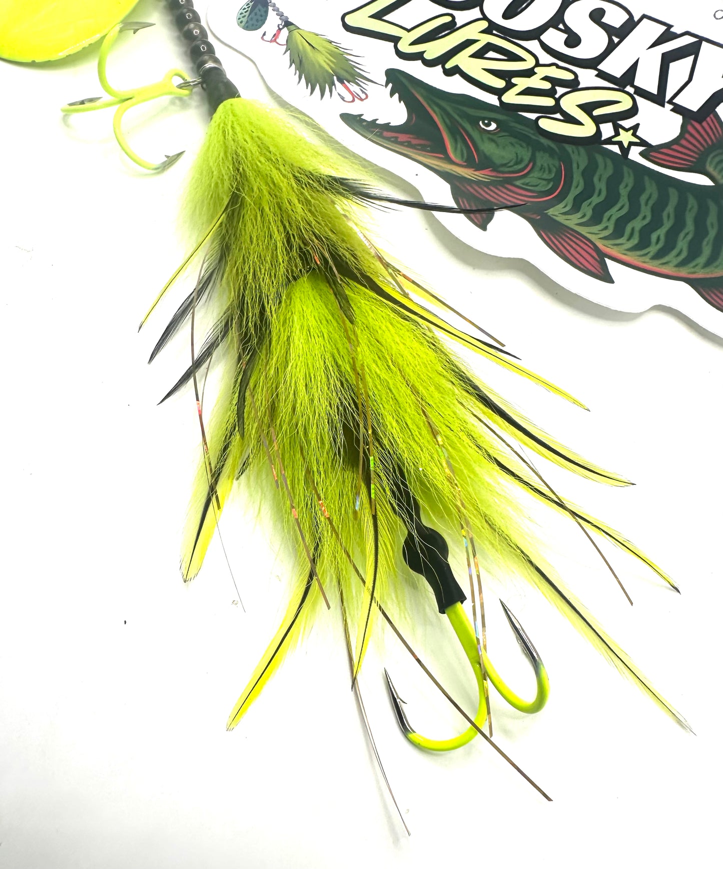 Custom Hootch 9 Chartreuse Blade UV hook