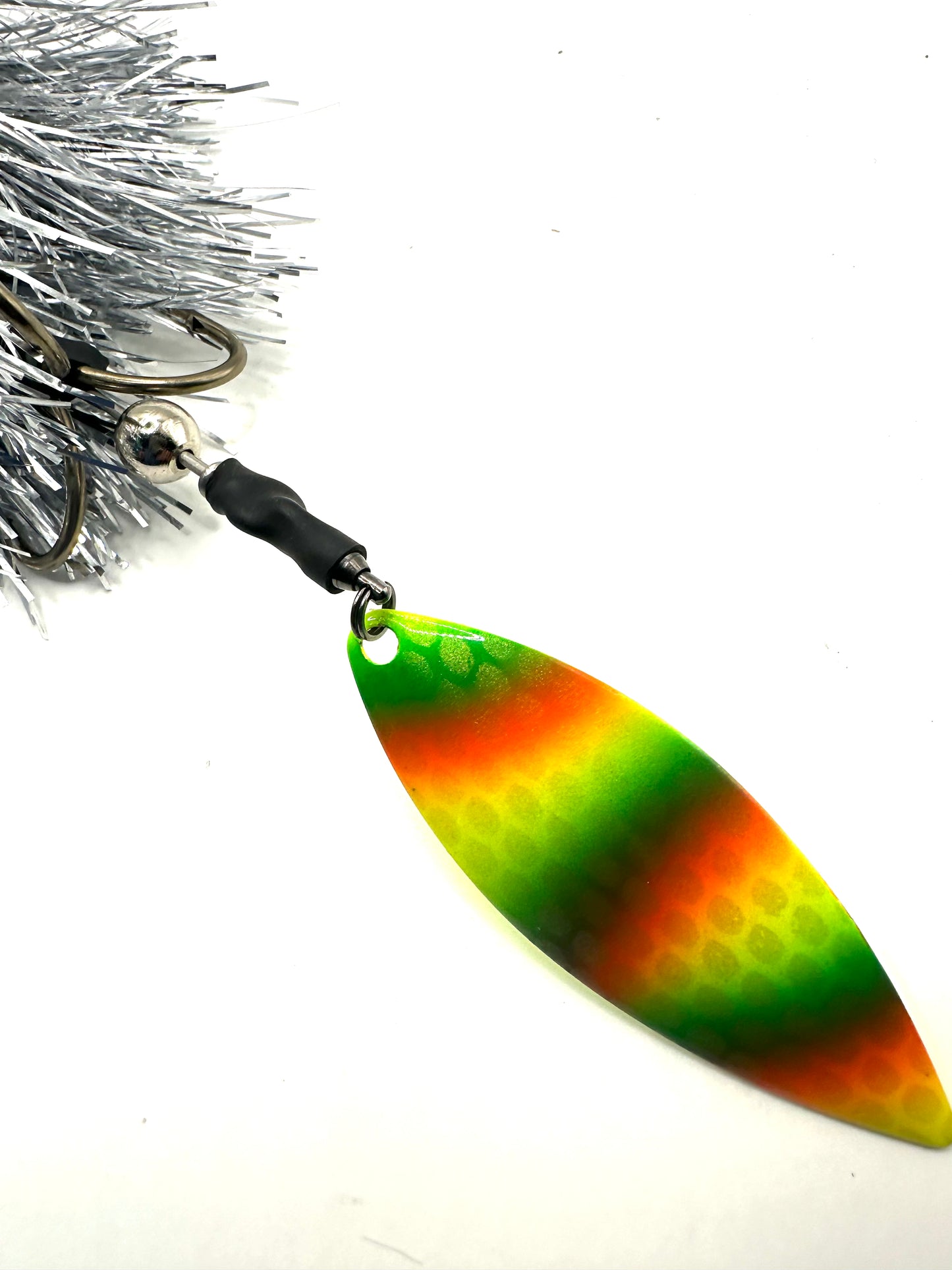 Chartreuse 10’s Silver with Tail Spin