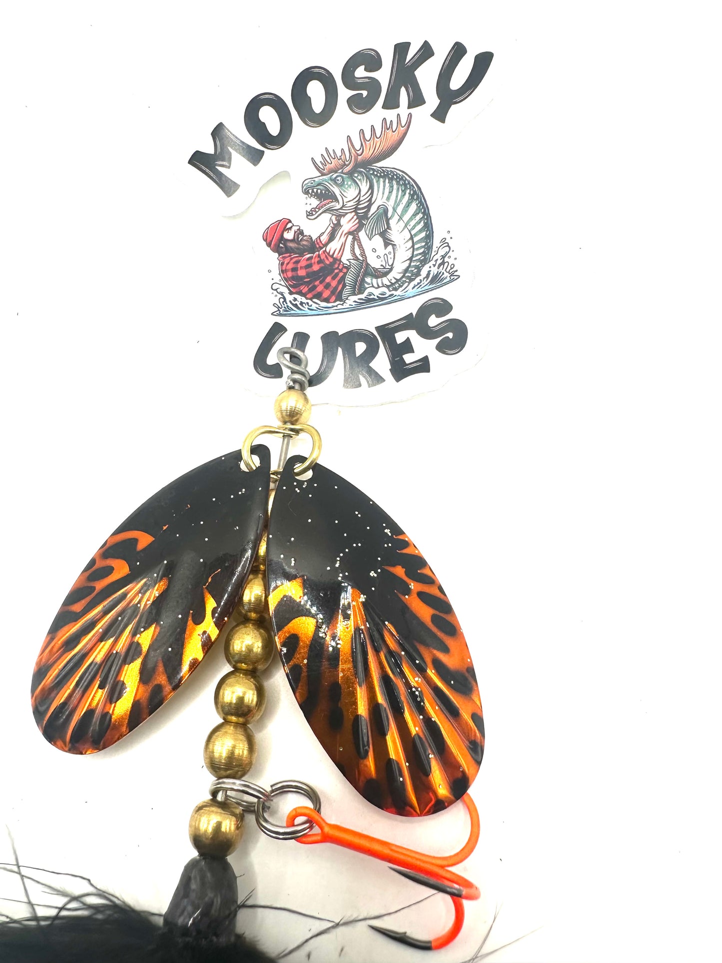 Double 9 Fluted Orange and Black Marabou Flash Hackle Mix