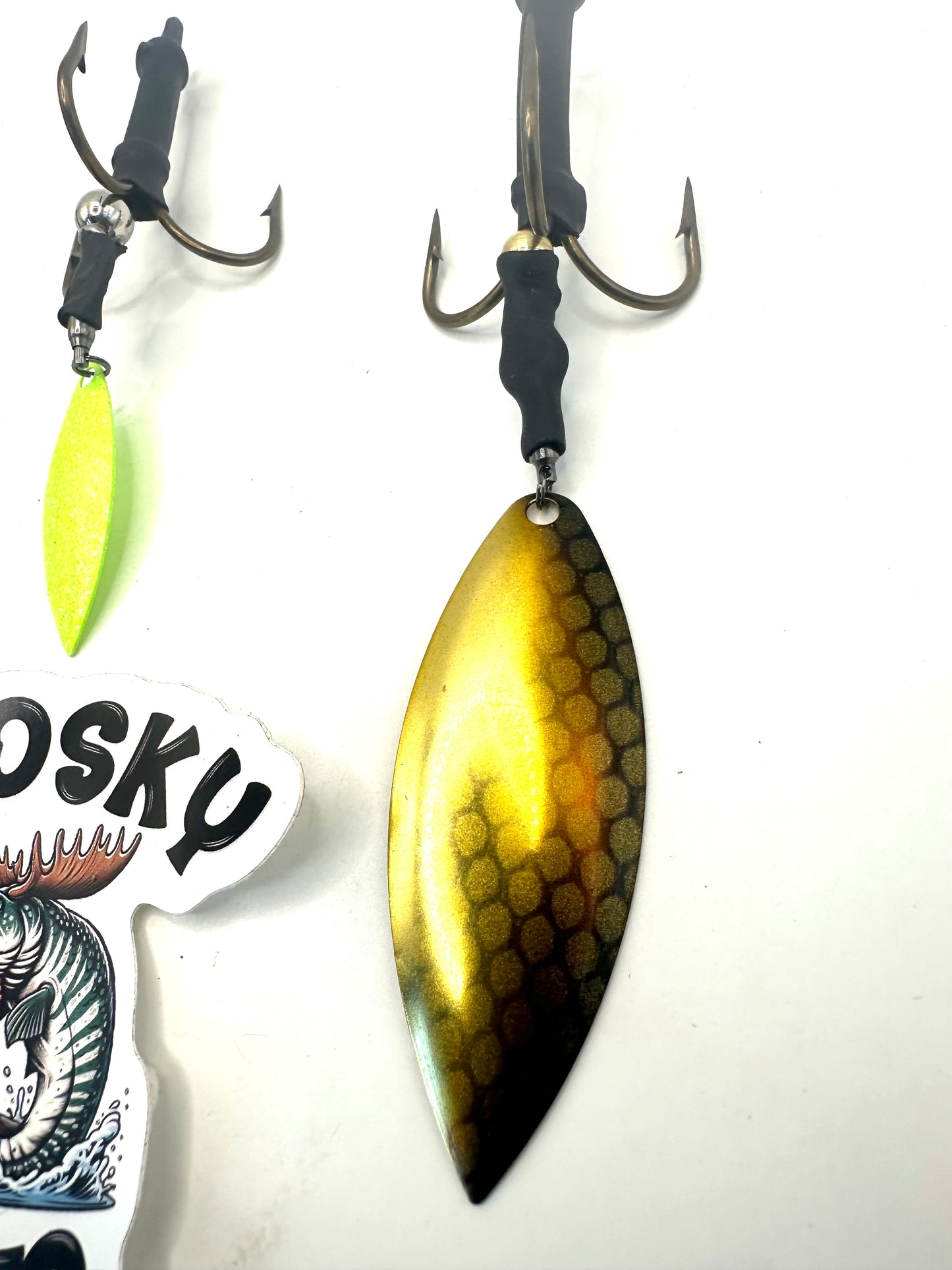 #6 mustard walleye custom willow blade tail spin