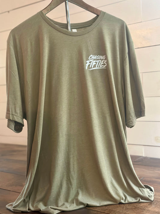 Olive Green chasing Fifties Short Sleeve T