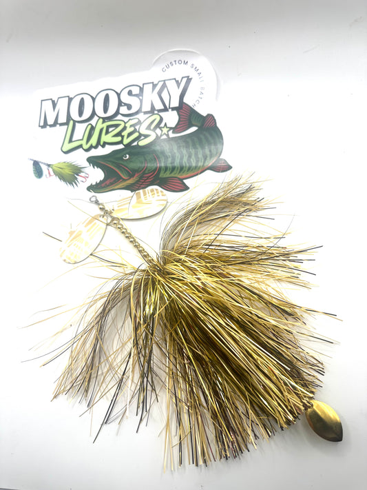 Double 8 Fluted Iced Walleye custom Hootch Blades with Tail Spin