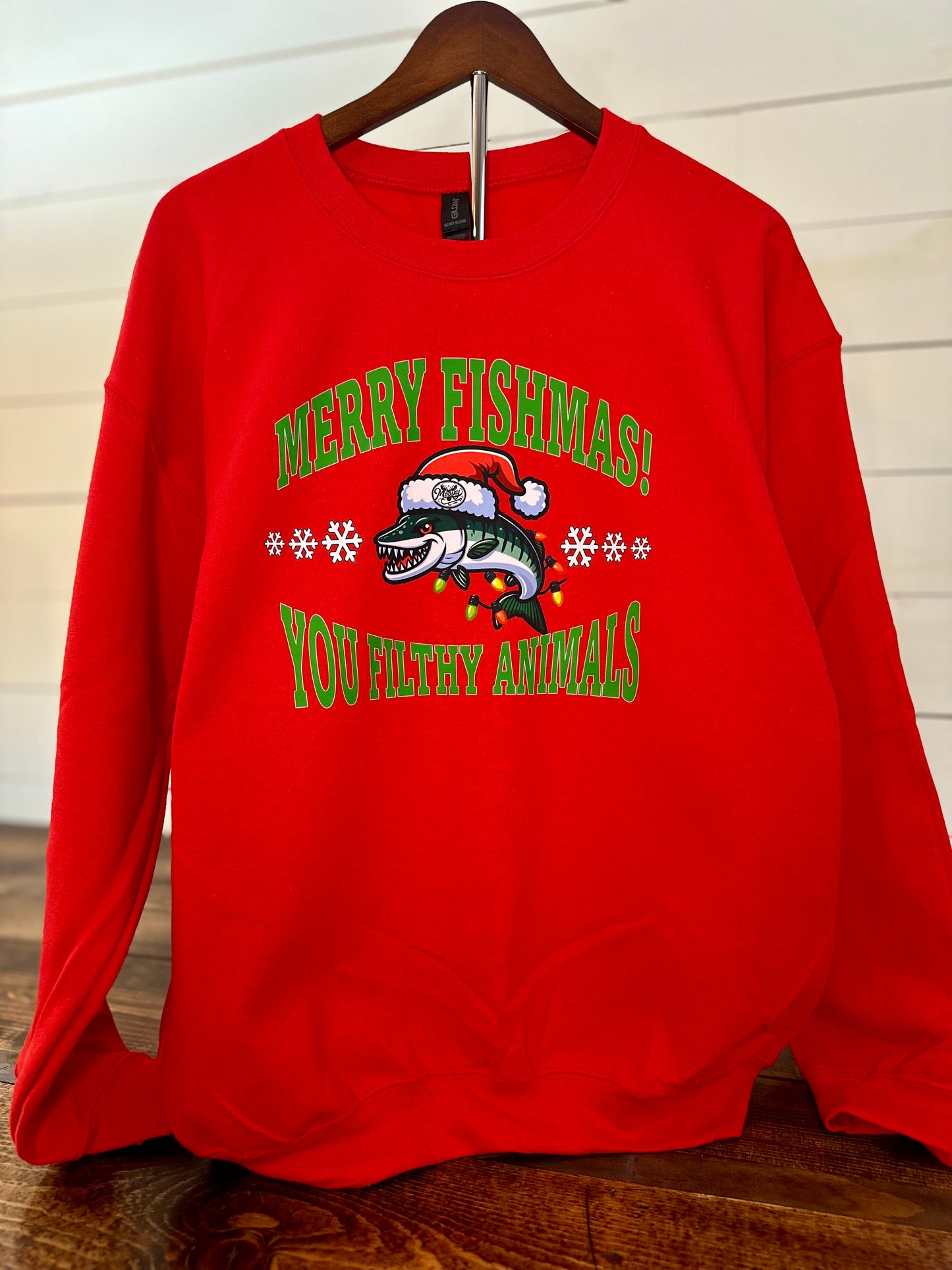 Adult Red Crew Neck LS Ugly Christmas Sweatshirt