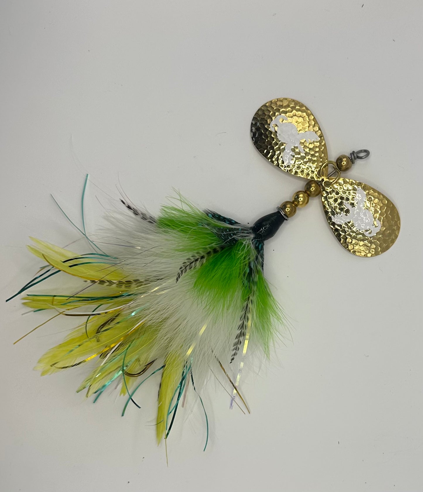 Double 8 Gold Hammered Green White Chartreuse Mix