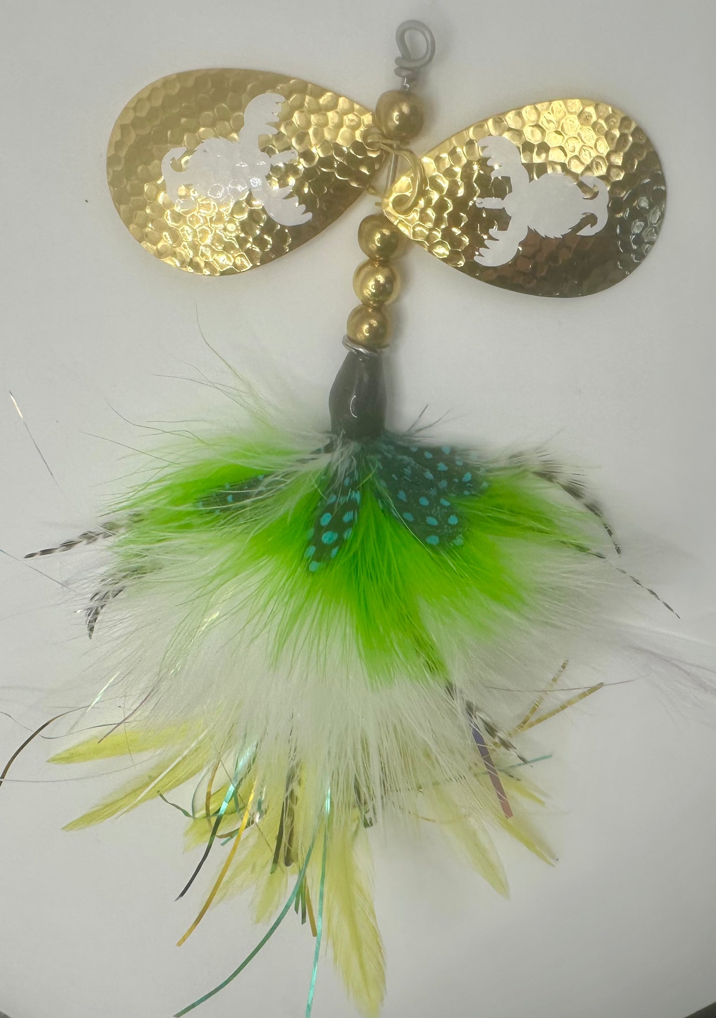 Double 8 Gold Hammered Green White Chartreuse Mix