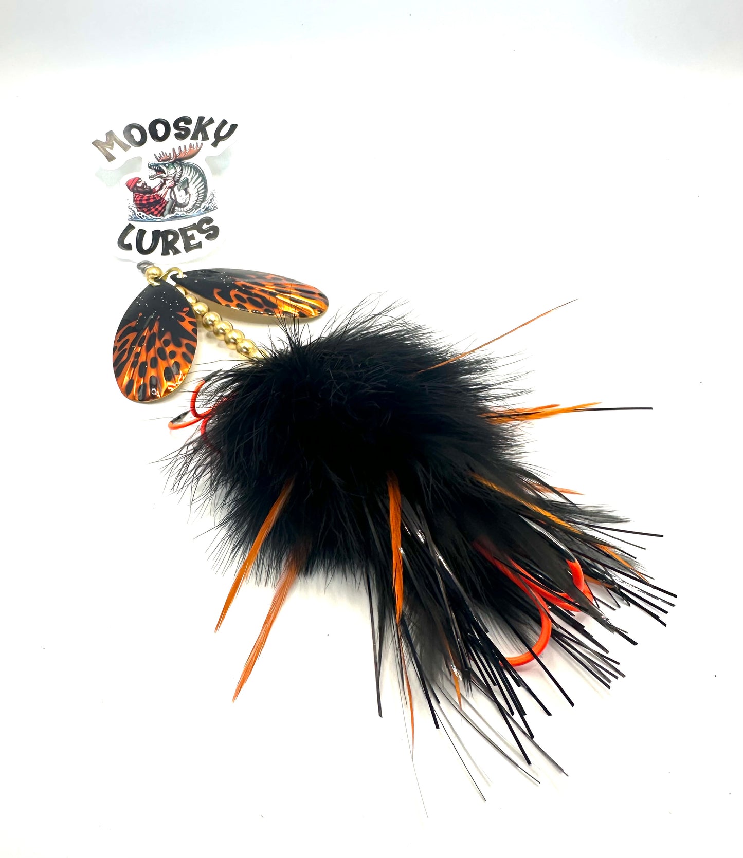 Double 9 Fluted Orange and Black Marabou Flash Hackle Mix