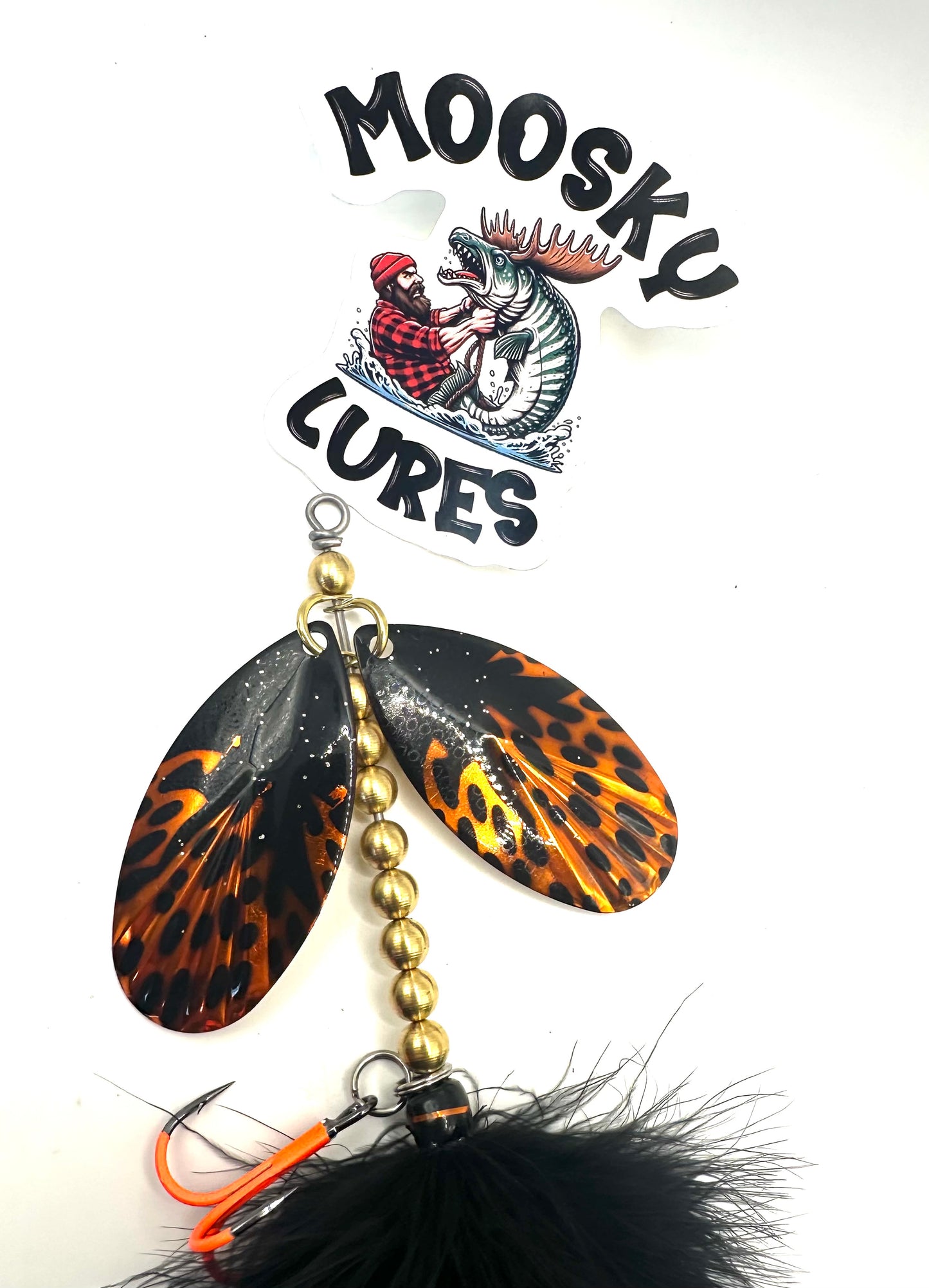 Double 9 Fluted Orange and Black Marabou Flash Hackle Mix