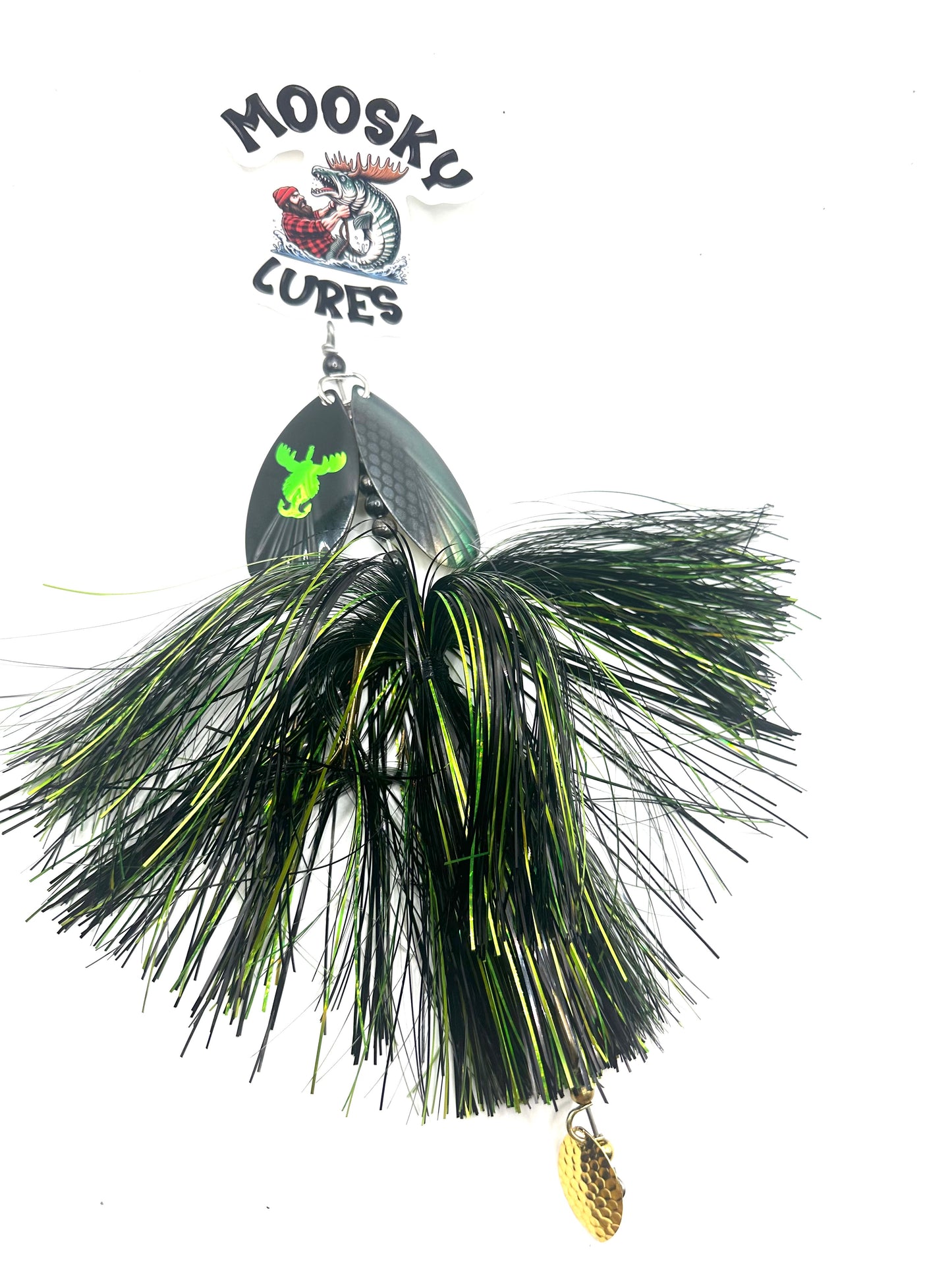 Double 9 custom fluted Hootch blade flowage green with tail spin