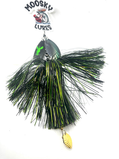 Double 9 custom fluted Hootch blade flowage green with tail spin