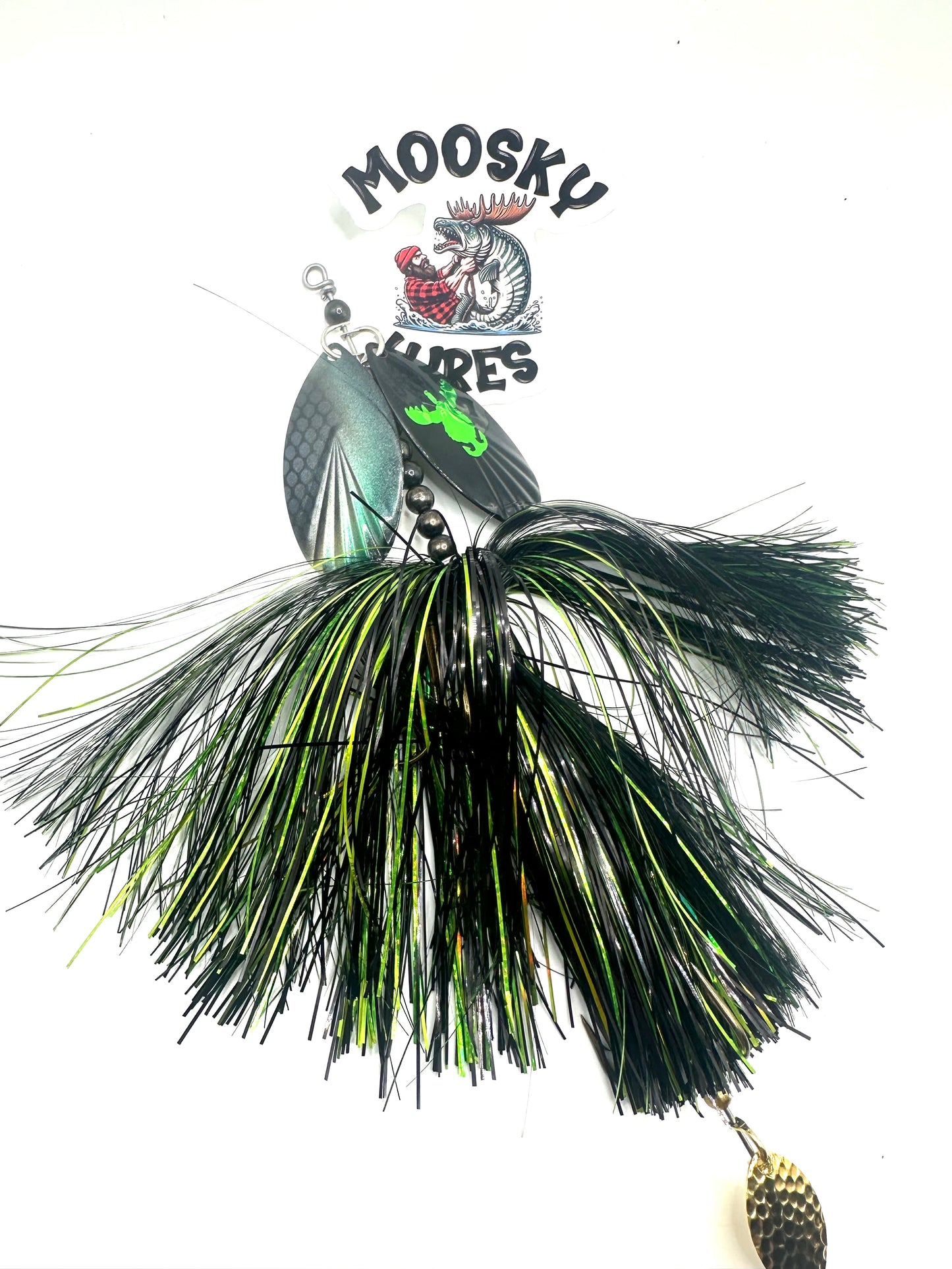 Double 9 custom fluted Hootch blade flowage green with tail spin