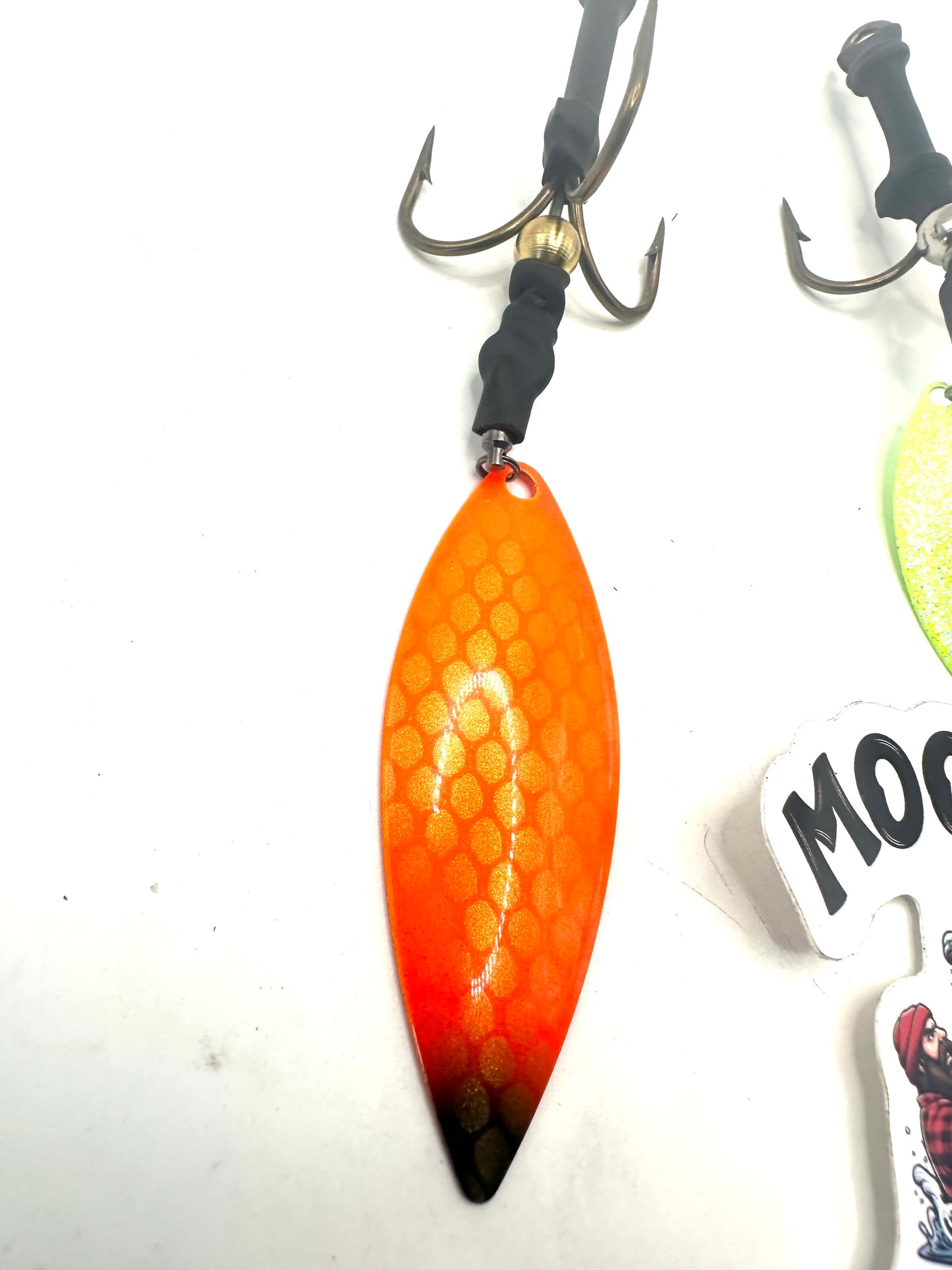 #6 mustard orange custom willow blade tail spin