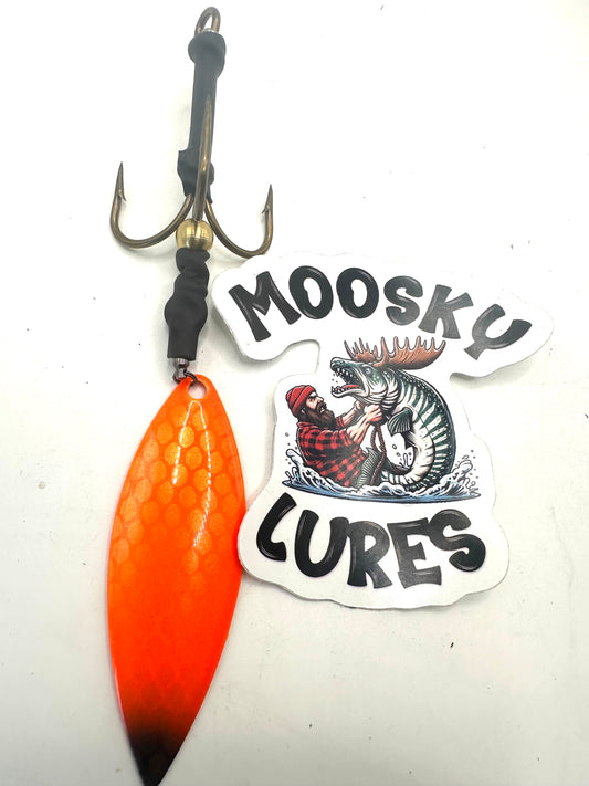 #6 mustard orange custom willow blade tail spin