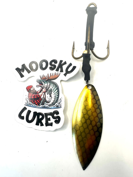 #6 mustard walleye custom willow blade tail spin
