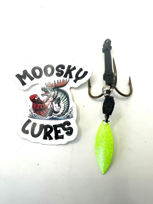 #6 mustad chartreuse willow blade tail spin